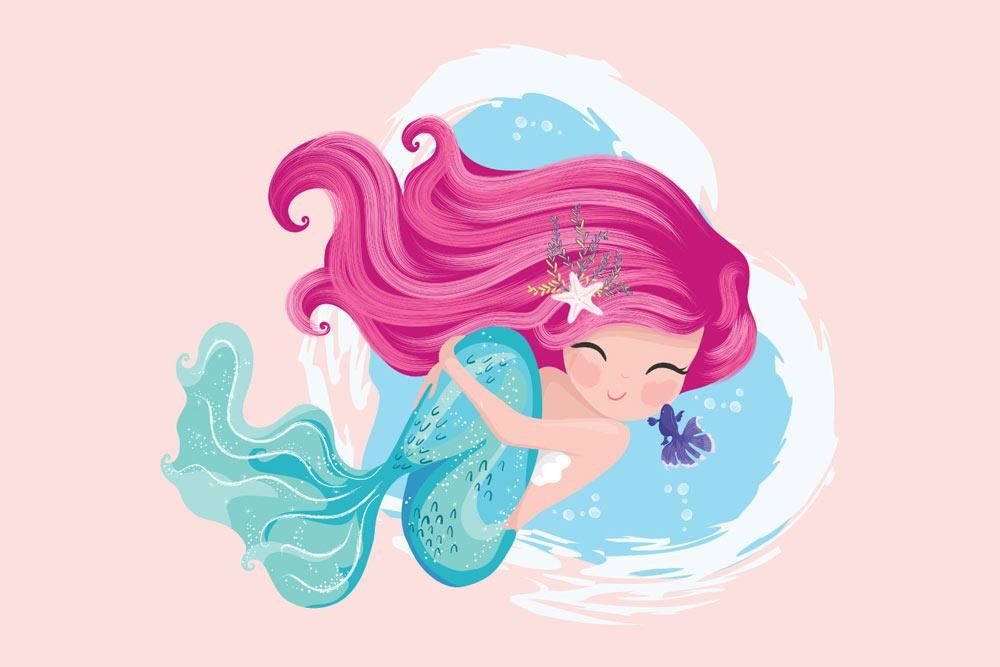 Microfibre L Printed Towel - Little mermaid