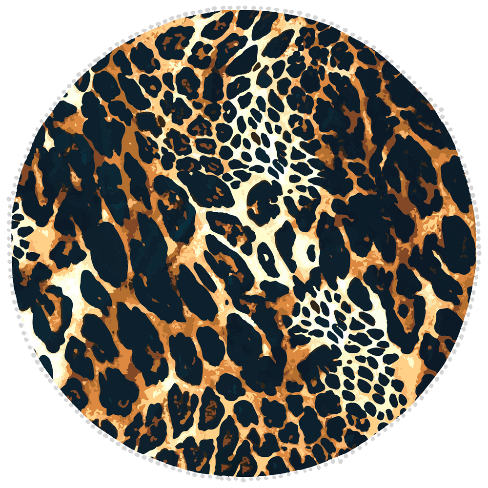 Microfibre Round Printed Towel - Animal Darks