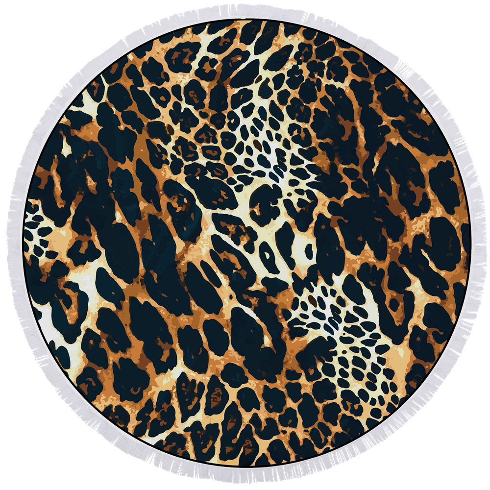 Microfibre Round Printed Towel - Animal Darks