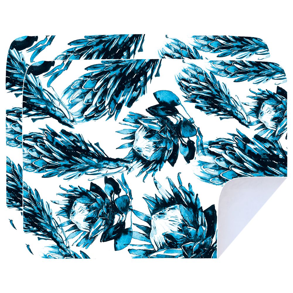 Microfibre Printed Tea Towel - Blue Protea (2 pk)