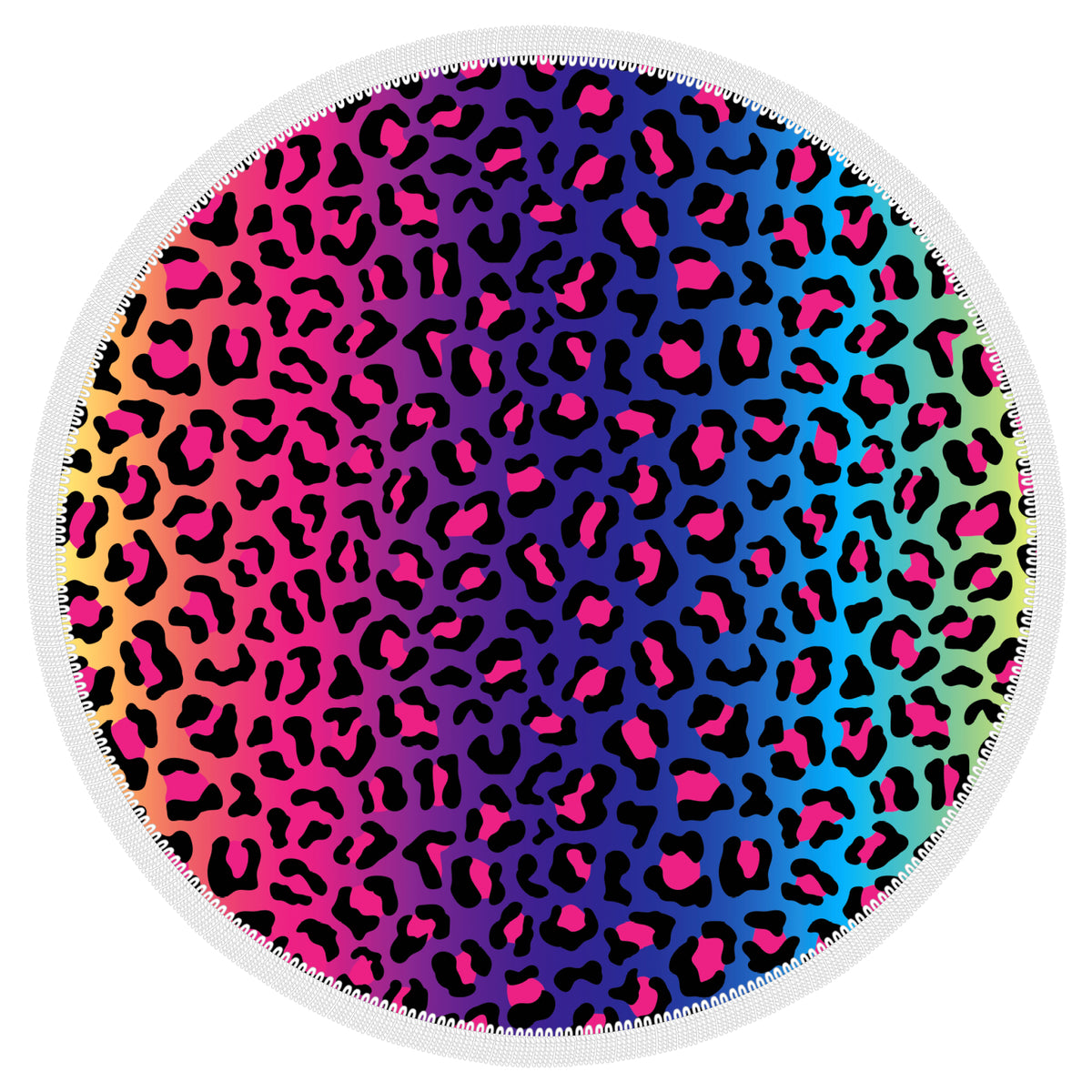 Microfibre Round Printed Towel - Leopard Rainbow Print – bobums