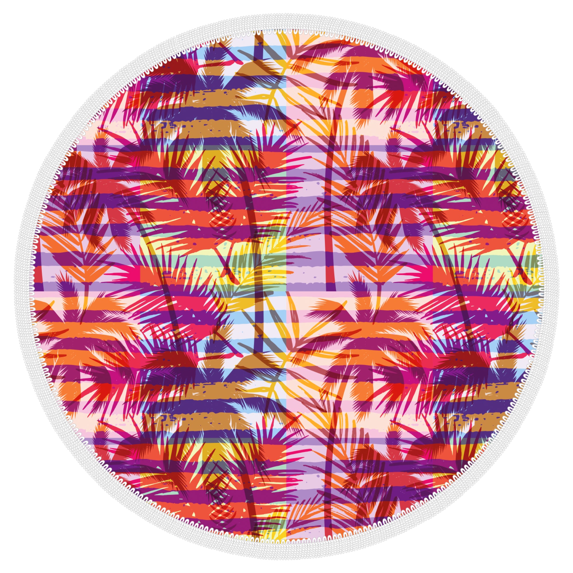 Microfibre Round Printed Towel - Hot Palms