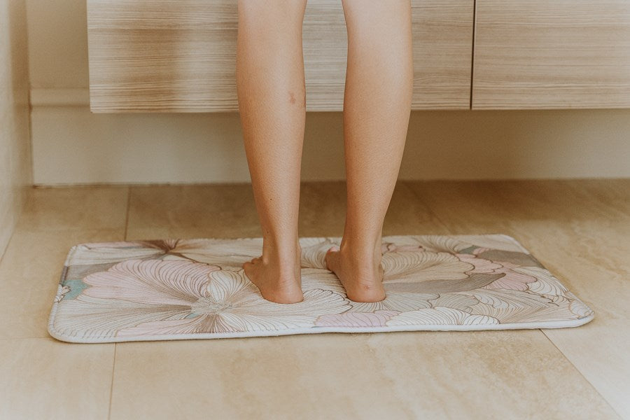 Bobums Printed Memory Foam Bath Mat - Pink Flower