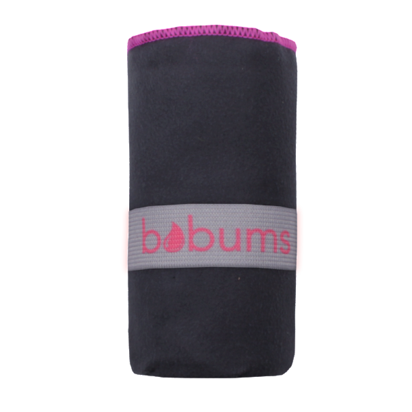 Microfibre Plain Gym Towel with Zip - Gunmetal / Pink
