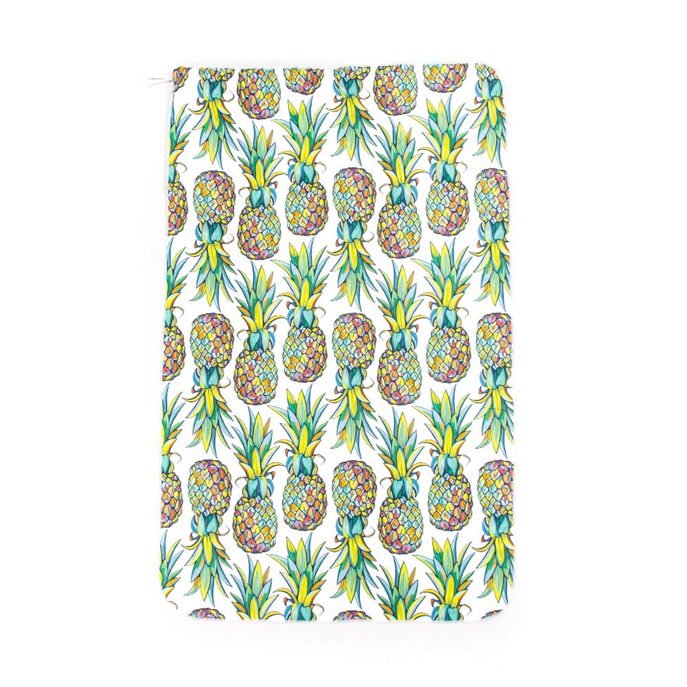 Microfibre L Printed Towel In A Bag - Pineapple
