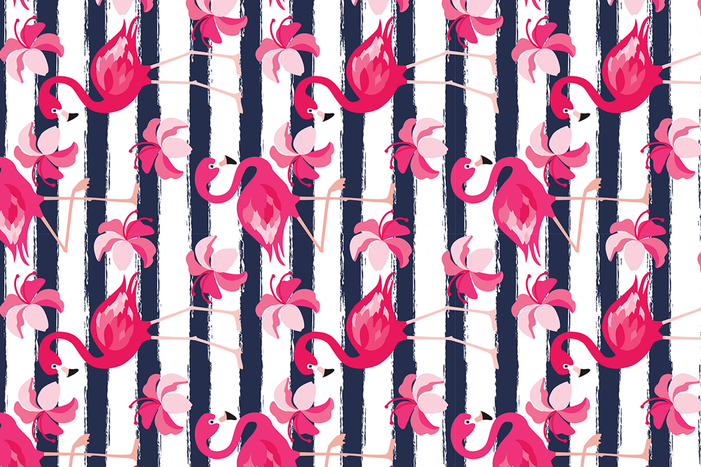 Microfibre XL Printed Towel - Pink Flamingo / Grey Stripe