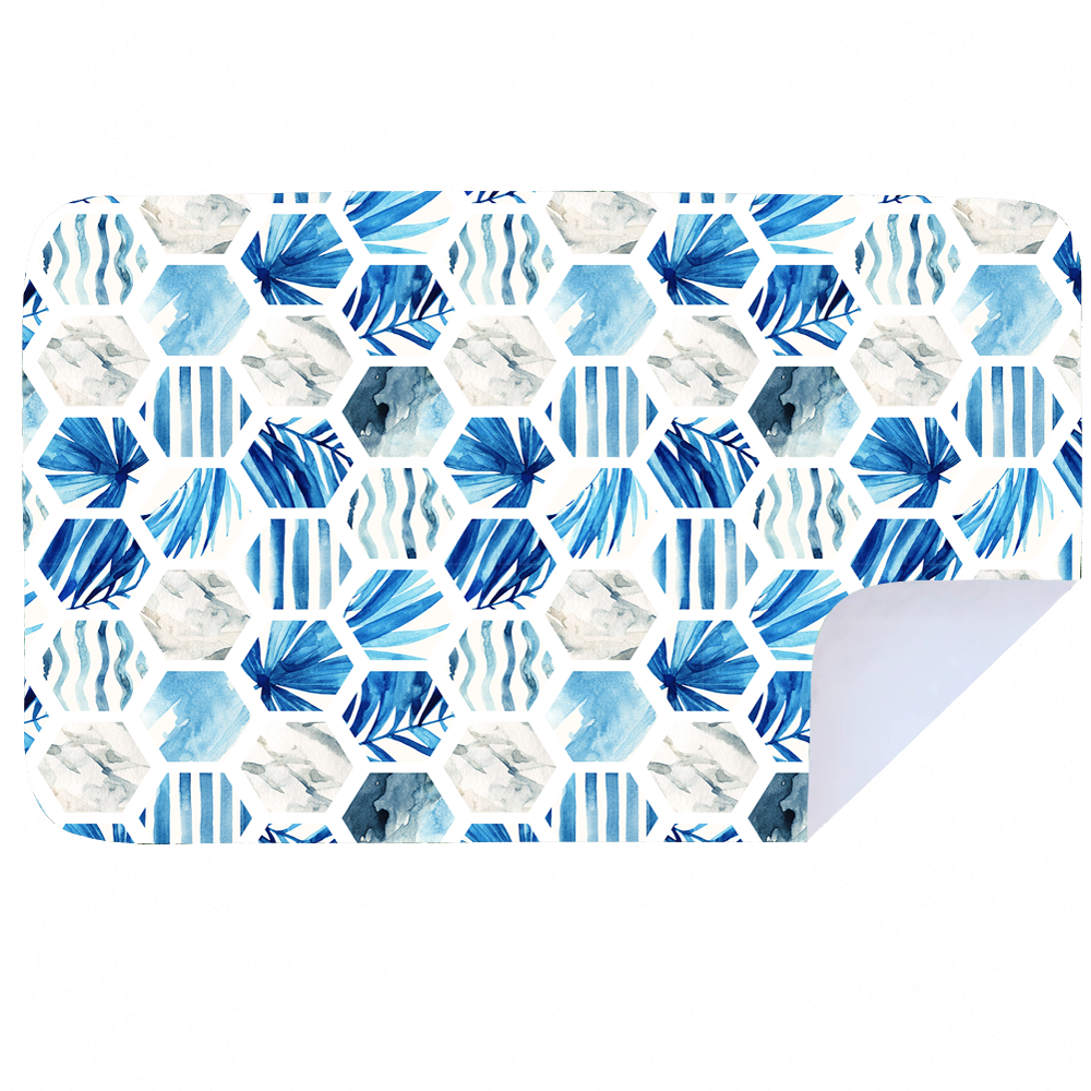 Microfibre XL Printed Towel - Blue Tiles