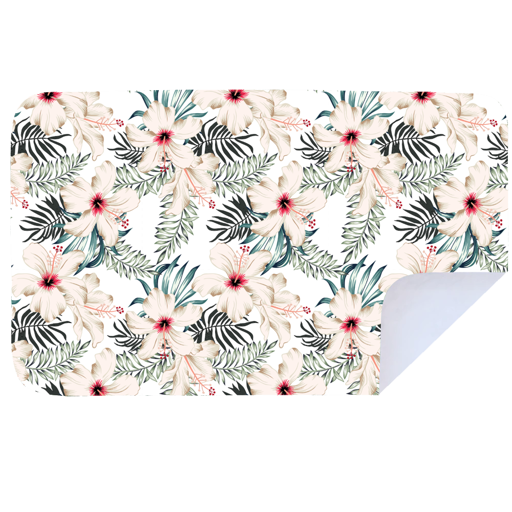 Microfibre XL Printed Towel - White Hibiscus
