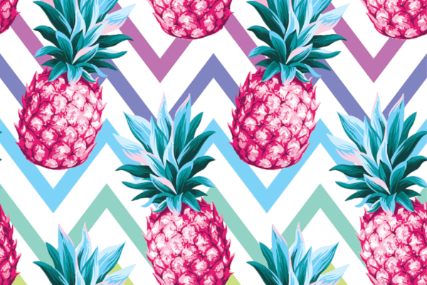 Microfibre L Printed Towel - Pink Pineapple