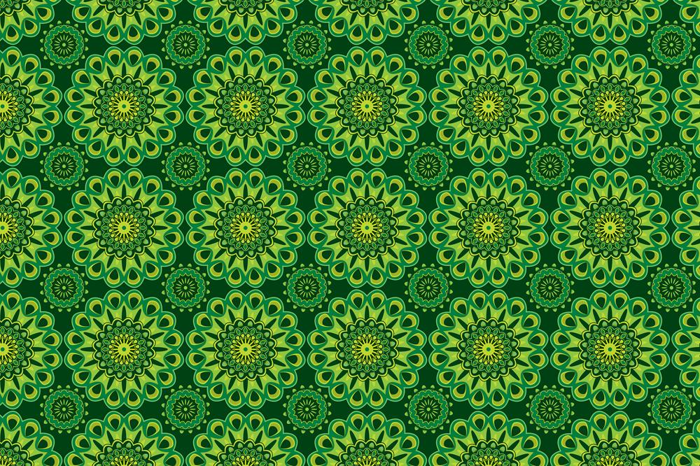 Microfibre XL Printed Towel - Shweshwe Green Flowers / Navy trim