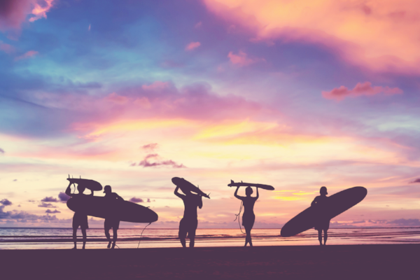 Microfibre L Printed Towel - Surfer Sunset